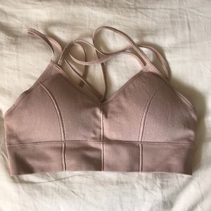Strappy nude/pink sports bra